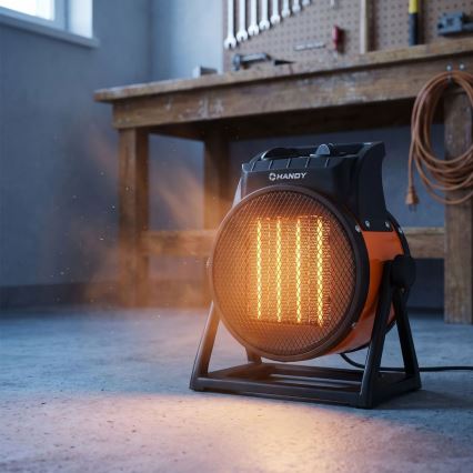 Ventilator met keramisch verwarmingselement 1000/2000W/230V oranje/zwart