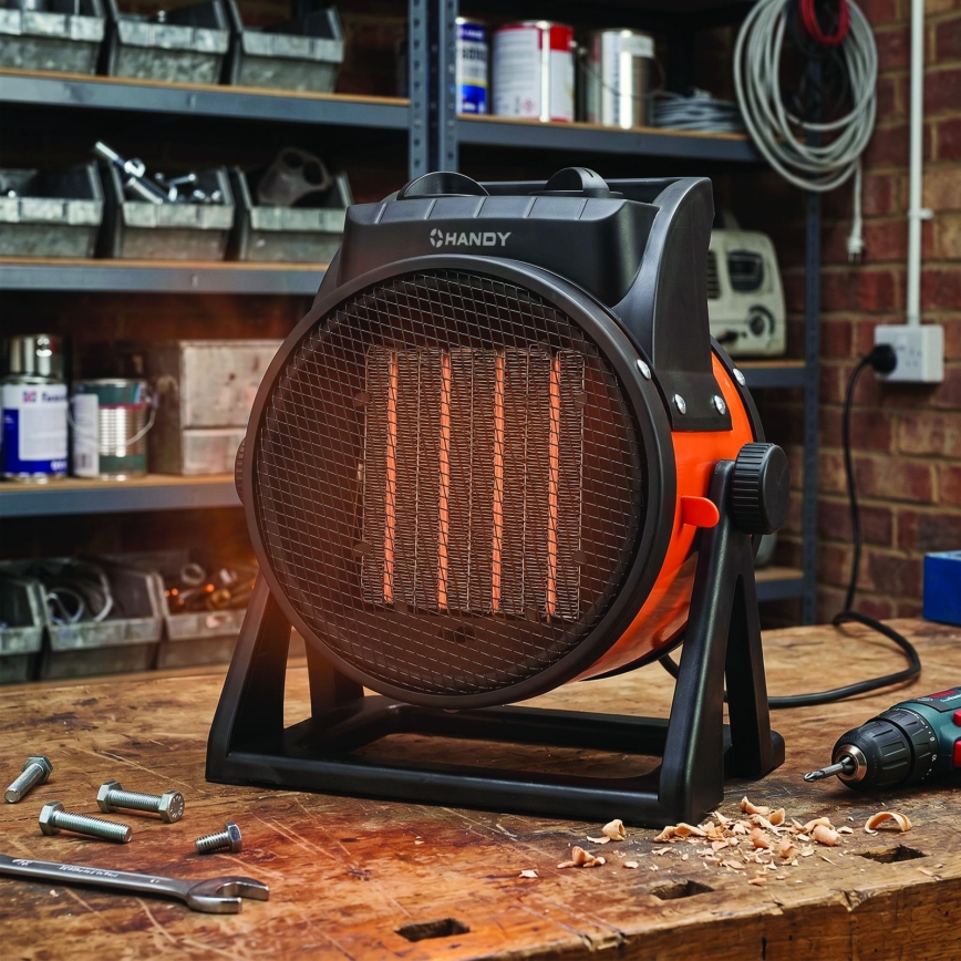 Ventilator met keramisch verwarmingselement 1000/2000W/230V oranje/zwart