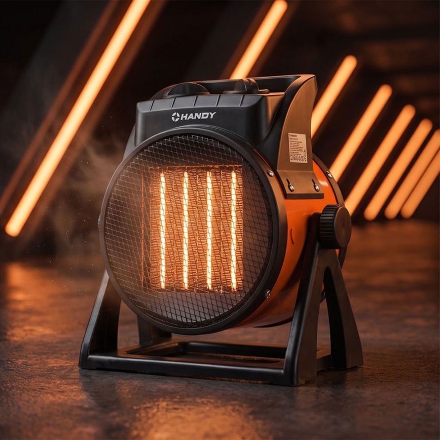 Ventilator met keramisch verwarmingselement 1000/2000W/230V oranje/zwart