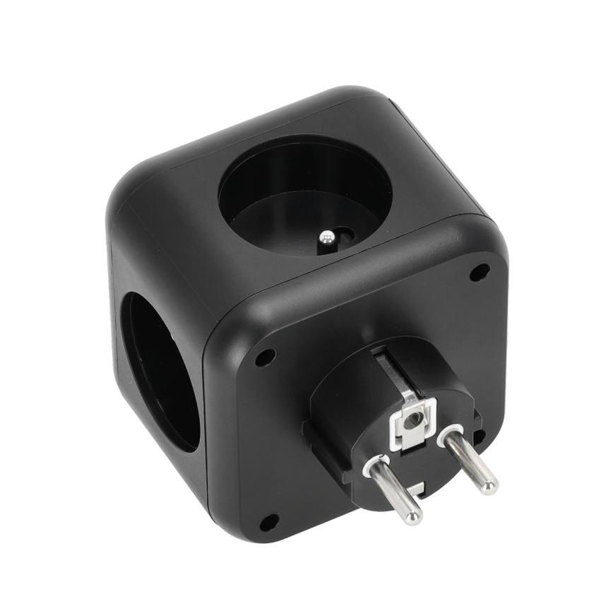 Verdeelstekker met schakelaar LINEA 3x230V + 4xUSB A/C zwart