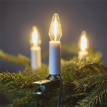 Verlenging LED voor buiten Kerst lichtsnoer FELICIA FILAMENT 20xE10 14m doorzichtig/warm wit IP44, Made in the EU