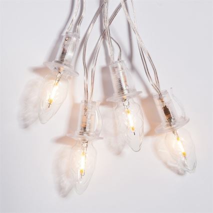 Verlenging LED voor buiten Kerst lichtsnoer CONE FILAMENT 20xE10 14m doorzichtig/warm wit IP44, Made in the EU
