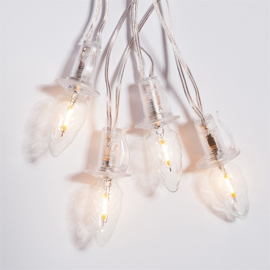 Verlenging LED voor buiten Kerst lichtsnoer CONE FILAMENT 20xE10 14m doorzichtig/warm wit IP44, Made in the EU