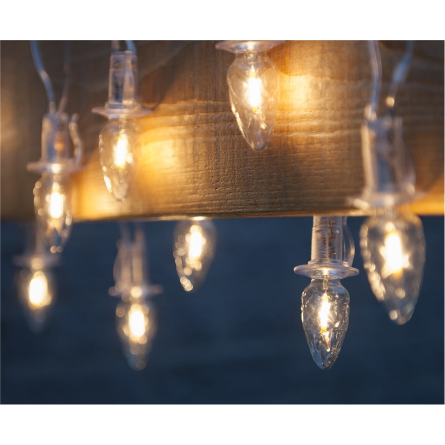 Verlenging LED voor buiten Kerst lichtsnoer CONE FILAMENT 20xE10 14m doorzichtig/warm wit IP44, Made in the EU