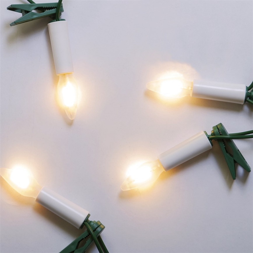 Verlenging LED voor buiten Kerst lichtsnoer FELICIA FILAMENT 20xE10 14m doorzichtig/warm wit IP44, Made in the EU