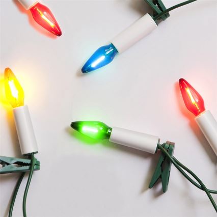 Verlenging LED voor buiten Kerst lichtsnoer FELICIA FILAMENT 20xE10 14m kleurrijk/warm wit IP44, Made in the EU