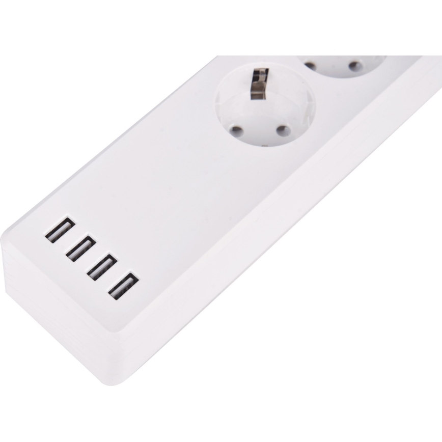 Verlengsnoer met schakelaar 1,8 m + 4x USB/Wi-Fi Tuya SCHUKO