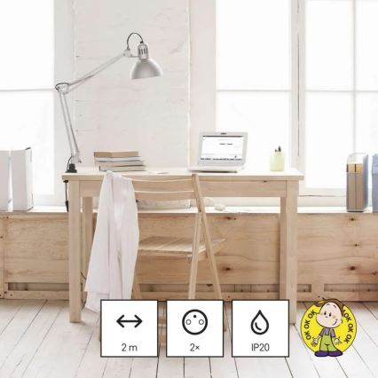 Verlengsnoer 2-voudig + 2x USB-A + USB-C 1,4 m