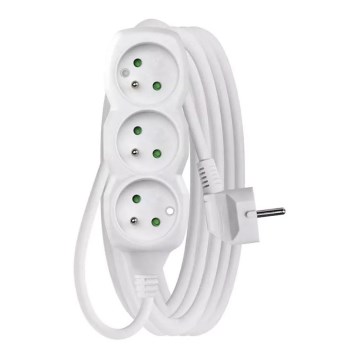 Verlengsnoer 3-voudig 5m wit