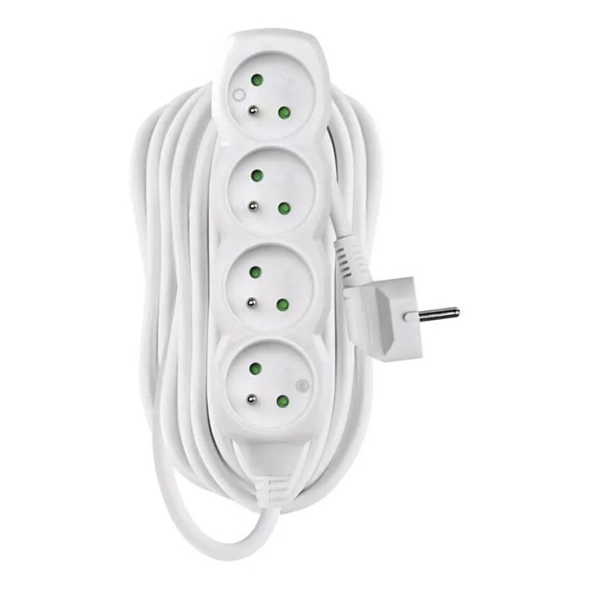 Verlengsnoer 4-voudig 10m wit