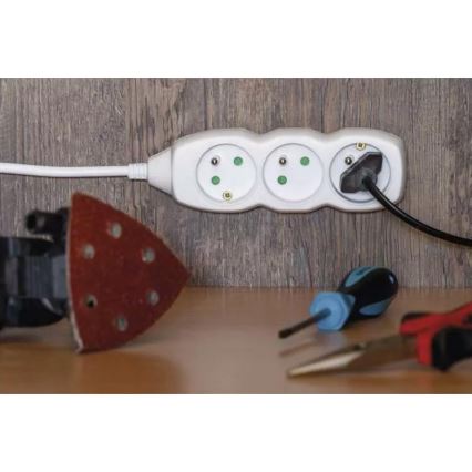 Verlengsnoer 5-voudig 10m wit