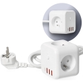 Verlengsnoer kubus met schakelaar LINEA 3x230V + 4xUSB A/C wit