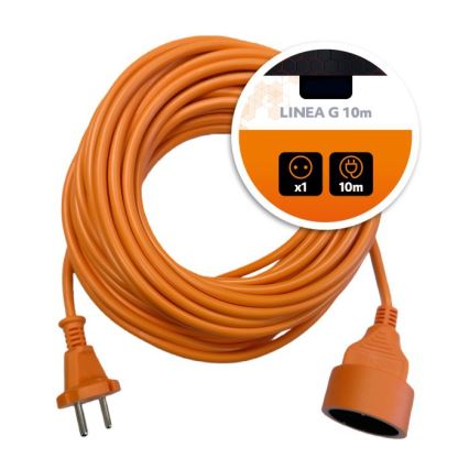 Verlengsnoer LINEA G, 1 stopcontact, 10 m, oranje
