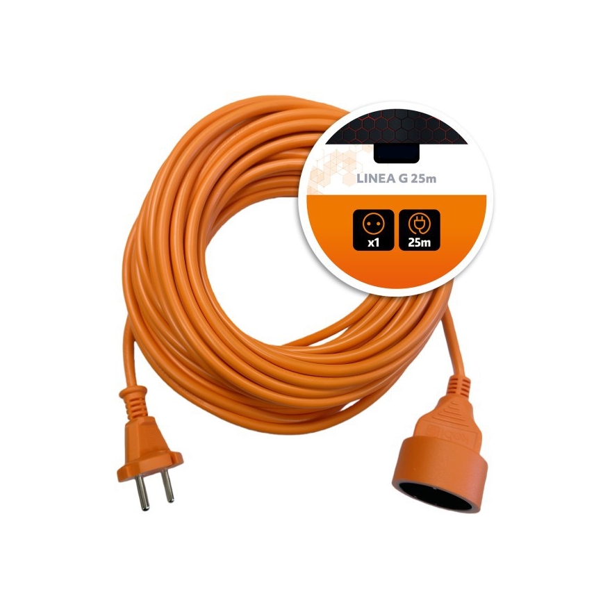 Verlengsnoer LINEA G met 1 stopcontact, 25 m, oranje