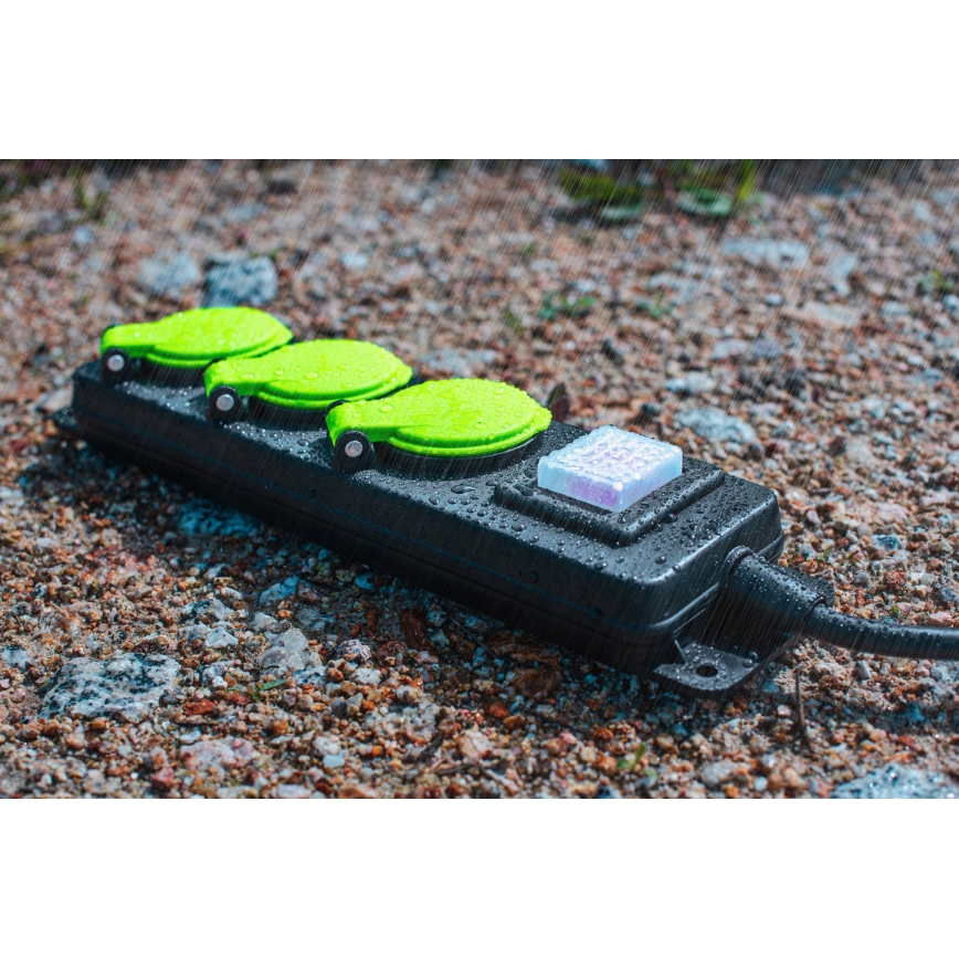 Verlengsnoer met schakelaar, 3 stopcontacten, 20 m, IP44