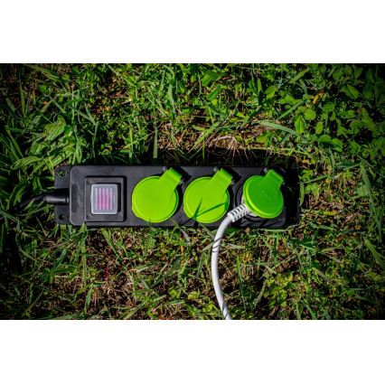 Verlengsnoer met schakelaar, 3 stopcontacten, 20 m, IP44