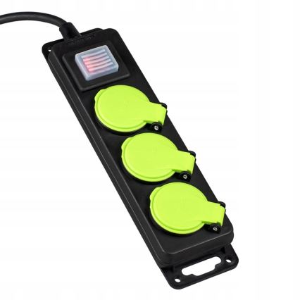 Verlengsnoer met schakelaar, 3 stopcontacten, 20 m, IP44