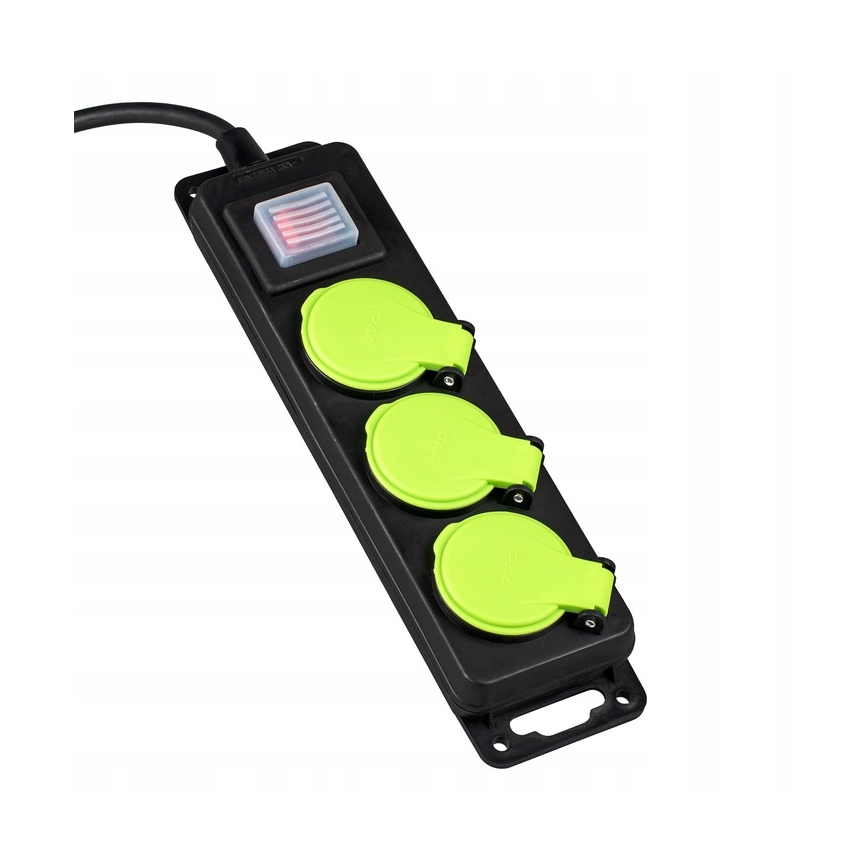 Verlengsnoer met schakelaar, 3 stopcontacten, 20 m, IP44