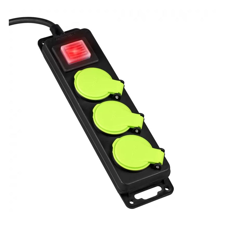 Verlengsnoer met schakelaar, 3-voudig, 10 m, IP44
