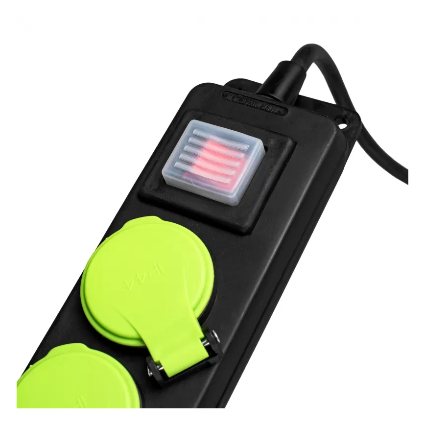 Verlengsnoer met schakelaar, 3-voudig, 10 m, IP44