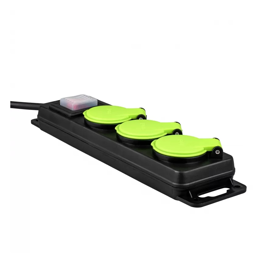 Verlengsnoer met schakelaar, 3-voudig, 3m, IP44