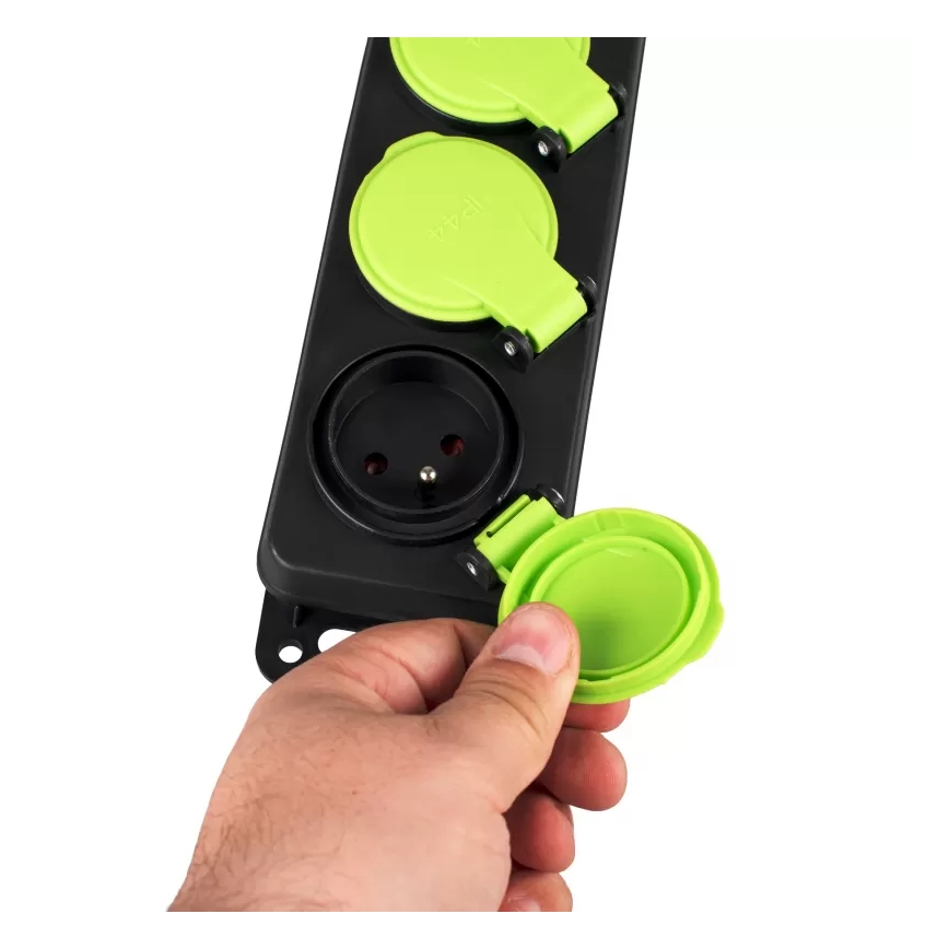 Verlengsnoer met schakelaar, 3-voudig, 3m, IP44