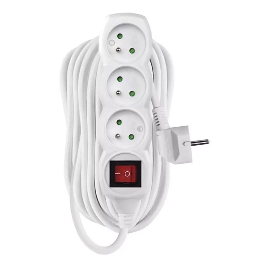 Verlengsnoer met schakelaar 3G 10m wit