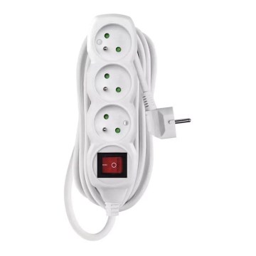 Verlengsnoer met schakelaar 3G 7m wit