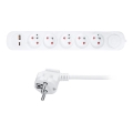 Verlengsnoer met schakelaar, 5 stopcontacten en USB‑A/USB‑C‑oplaadpoorten, 3 m