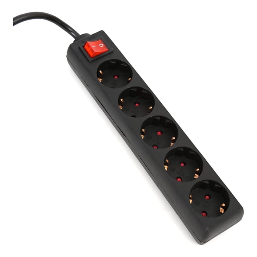 Verlengsnoer met schakelaar 5Z Type F 5m SCHUKO zwart