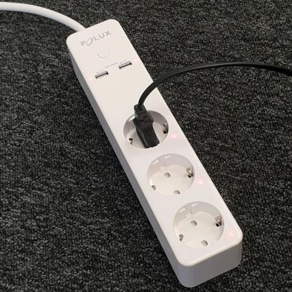 Verlengsnoer SMART met schakelaar 1,5m + 2xUSB/Wi-Fi Tuya SCHUKO