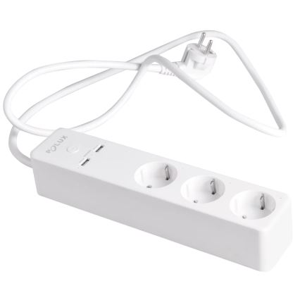 Verlengsnoer SMART met schakelaar 1,5m + 2xUSB/Wi-Fi Tuya SCHUKO
