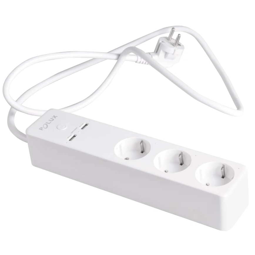 Verlengsnoer SMART met schakelaar 1,5m + 2xUSB/Wi-Fi Tuya SCHUKO