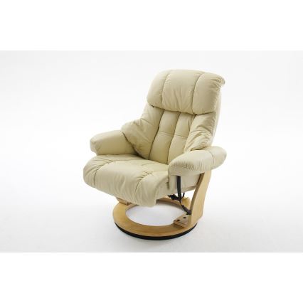 Verstelbare fauteuil HABI crème/naturel eiken