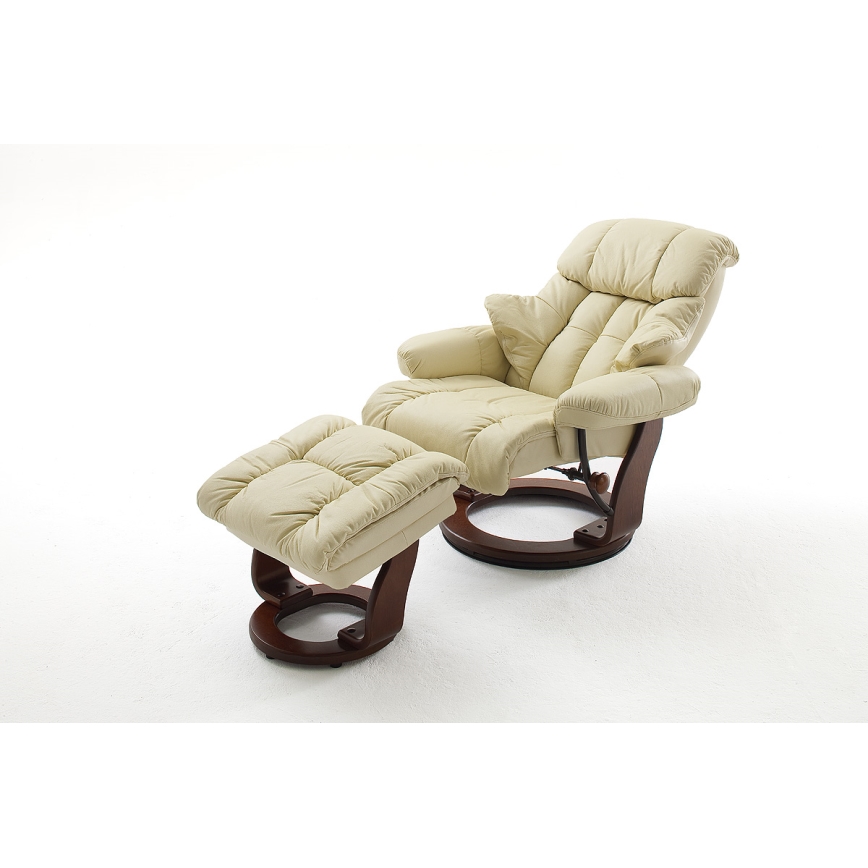 Verstelbare fauteuil HABI, crème/walnoot