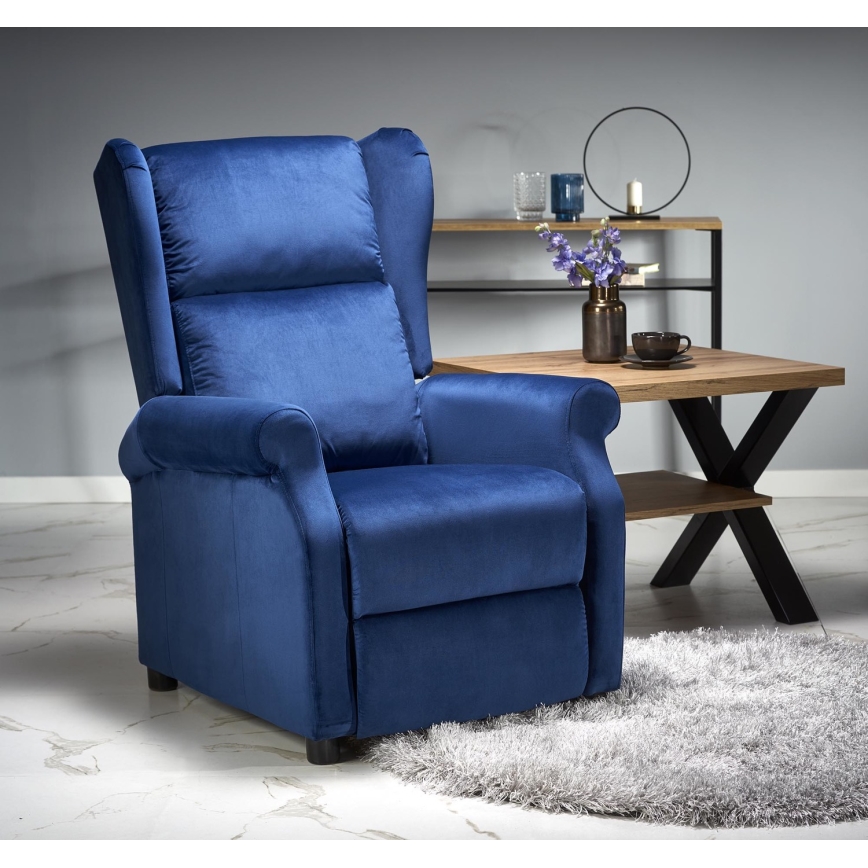 Verstelbare relaxfauteuil RELAXA donkerblauw