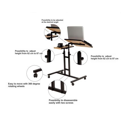 Verstelbare Tafel GLEN 87x67 cm bruin/zwart