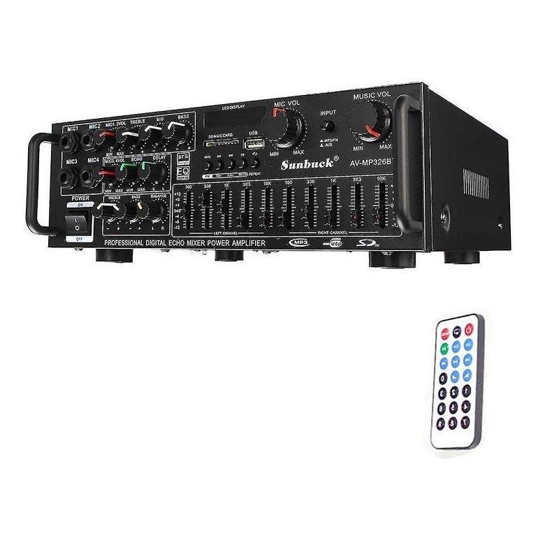 Versterker met equalizer en MP3-speler + afstandsbediening