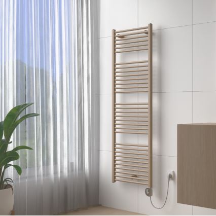 Vertaduro - Badkamerradiator DENISE met thermostaat, 600W, 154x50 cm, taupe