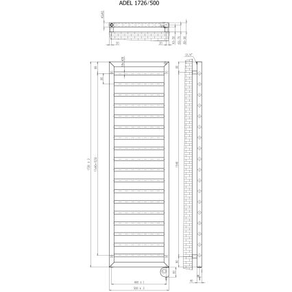 Vertaduro - Badkamerradiator met thermostaat ADEL 600W 172x50 cm zwart