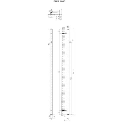Vertaduro - Badkamerradiator met thermostaat ERDA 400W 180x5 cm antraciet
