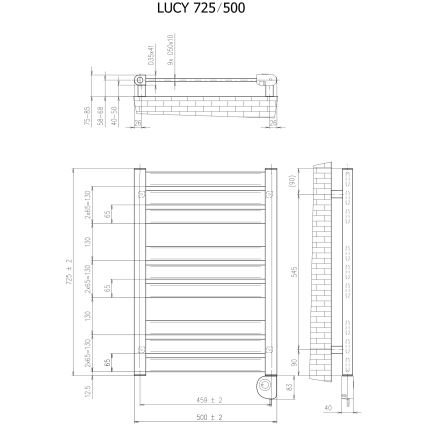 Vertaduro - Badkamerradiator met thermostaat LUCY 400W 73x50 cm zwart