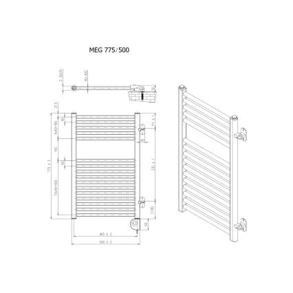 Vertaduro - Badkamerradiator met thermostaat MEG 400W 78x50 cm antraciet