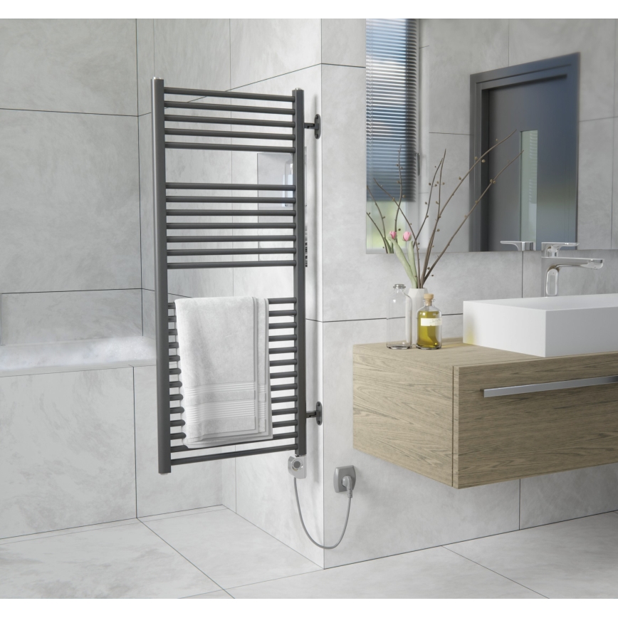 Vertaduro - Badkamerradiator met thermostaat MEG 600W 118x50 cm antraciet