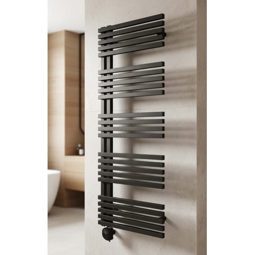 Vertaduro - Badkamerradiator met thermostaat MICHELLE 600W 129x50 cm antraciet