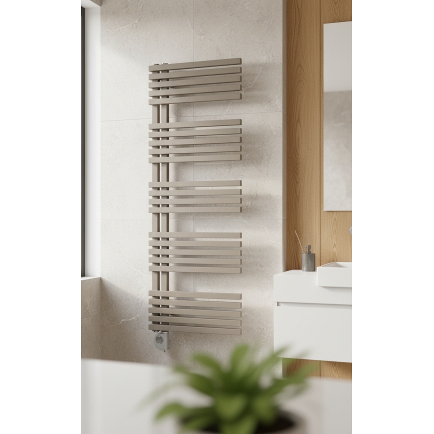 Vertaduro - Badkamerradiator met thermostaat MICHELLE 600W 129x50 cm taupe