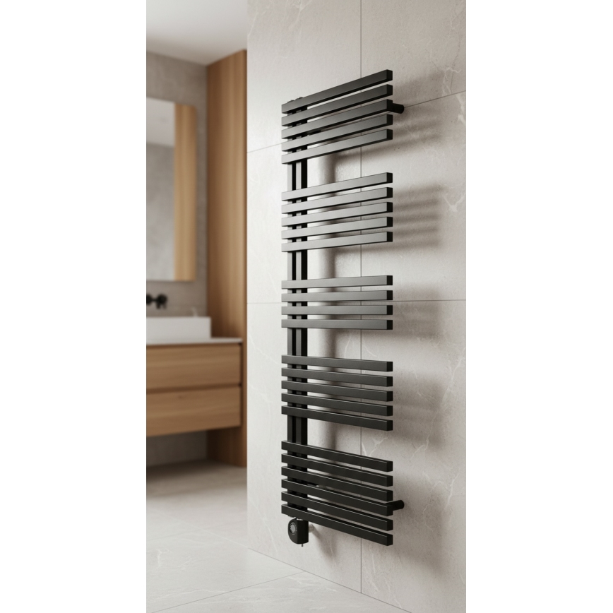 Vertaduro - Badkamerradiator met thermostaat MICHELLE 600W 129x50 cm zwart
