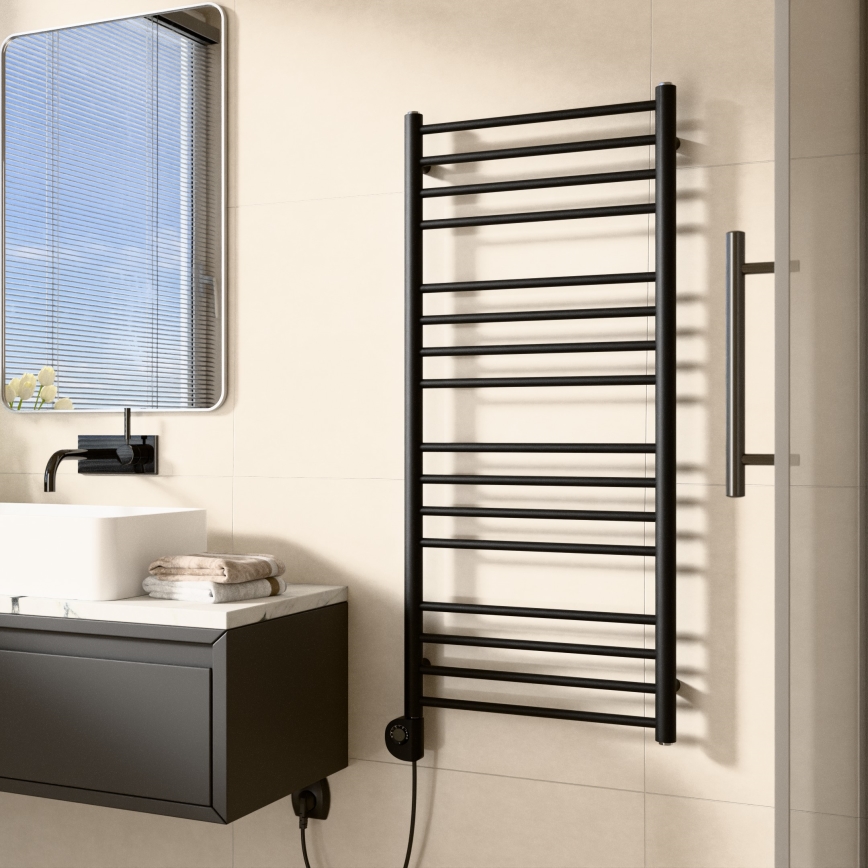 Vertaduro - Badkamerradiator met thermostaat SIMONE 400W 114x50 cm zwart