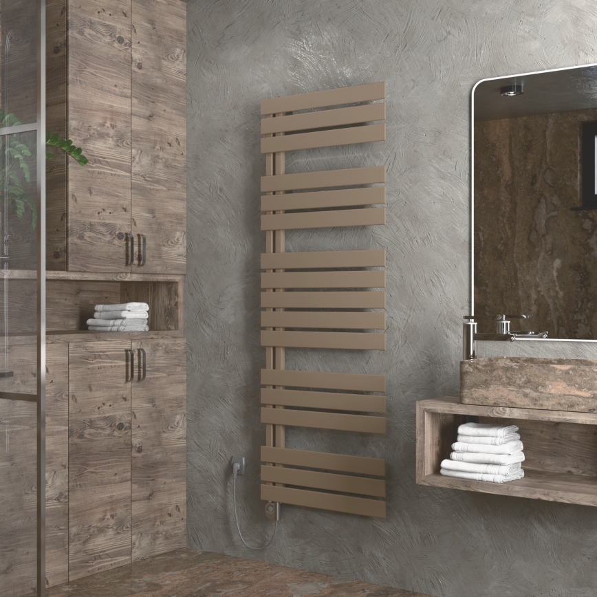 Vertaduro - Badkamerradiator ZIVA met thermostaat, 800 W, 177 x 50 cm, taupe