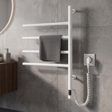 Vertaduro - Elektrische draaibare handdoekdroger met thermostaat ARA 60W/230V 65x49 cm IP44 wit